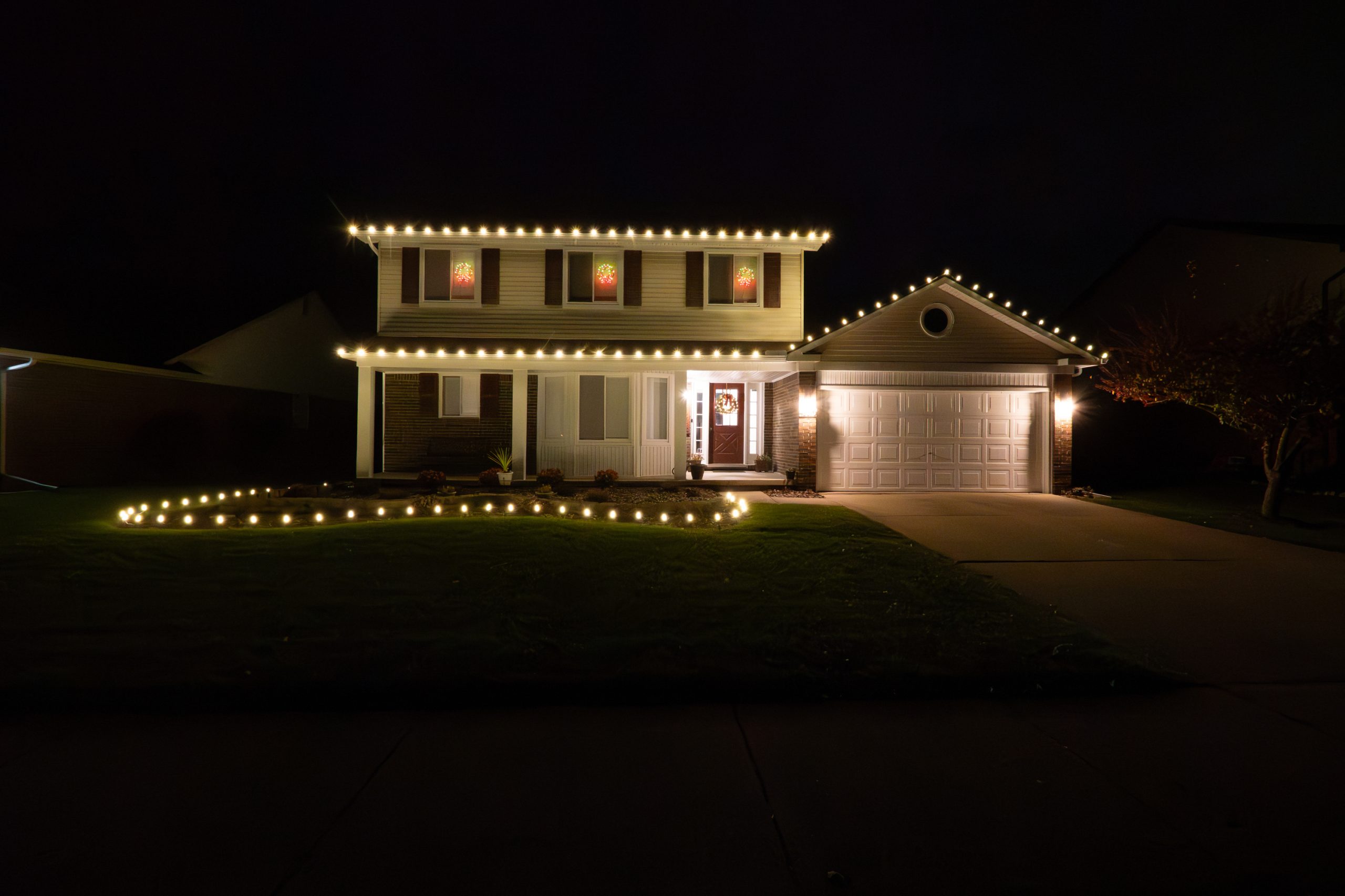 Christmas light installation in Canton Michigan