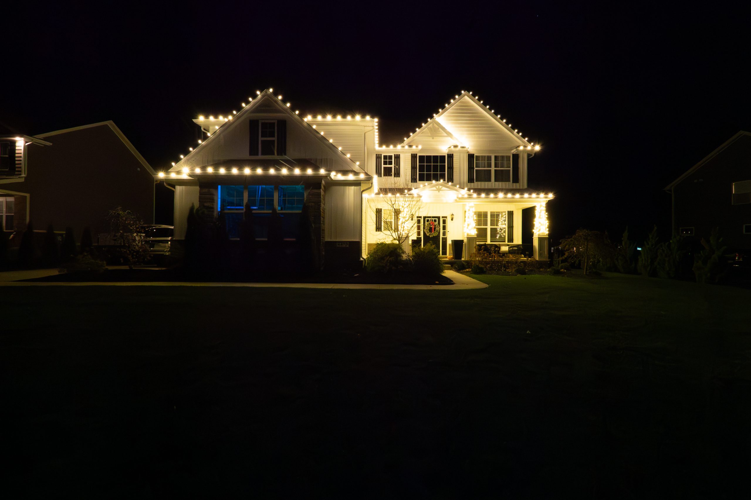 Christmas light installation in Brighton Michigan